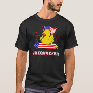 4. Juli Usa Patriotic Firecracker Rubber Ente T-Shirt