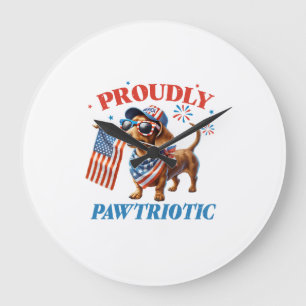 4. Juli USA Patriotischer Hund Stolz Große Wanduhr