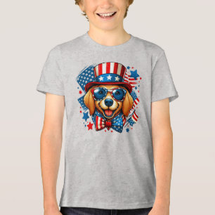 4. Juli USA Patriotischer Hund Unabhängigkeitstag Tri-Blend Shirt