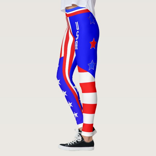 4. Juli USA Red White Blue US Flagge Leggings (Links)