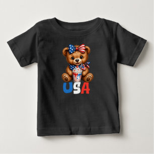 4. Juli USA Sommer Teddybär Kinder Baby T-shirt