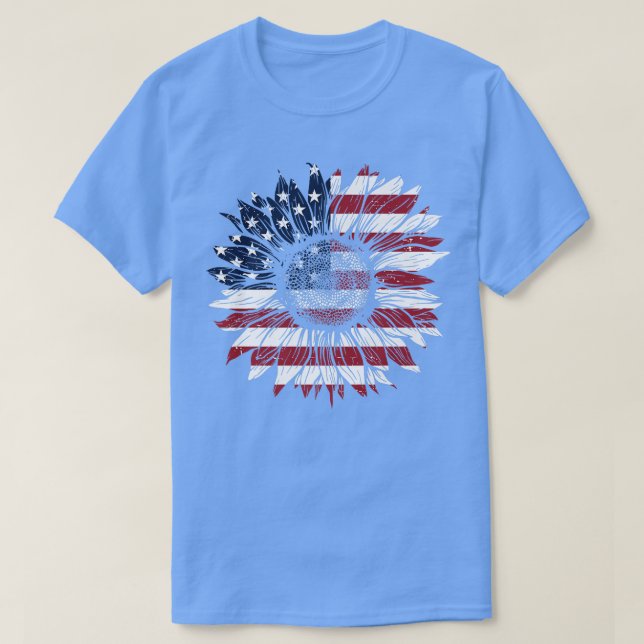 4. Juli USA Sonnenblume Patriotische amerikanische T-Shirt (Design vorne)
