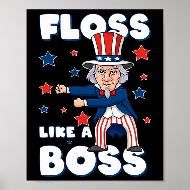 4. Juli vergeht Uncle Sam wie ein Boss Boys Kids Poster (Vorne)