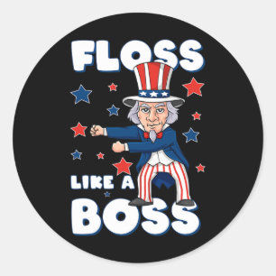 4. Juli vergeht Uncle Sam wie ein Boss Boys Kids Runder Aufkleber