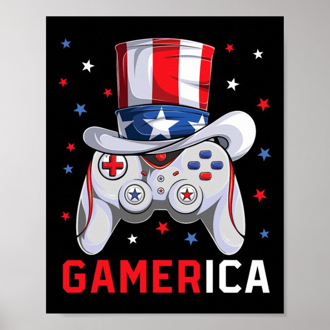 4. Juli Video Game American Flag Uncle Sam Gam Poster (Vorne)