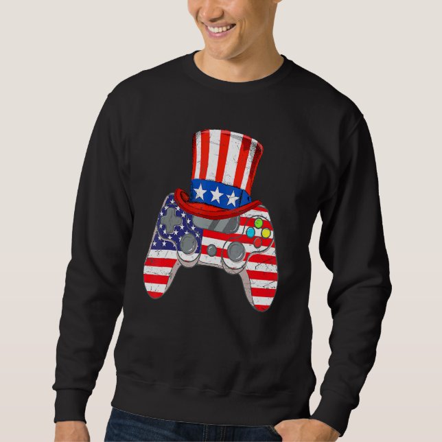 4. Juli Video Game American Flag Uncle Sam Gam Sweatshirt (Vorderseite)