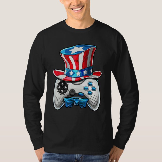 4. Juli Video Game American Flag Uncle Sam Gam T-Shirt (Vorderseite)