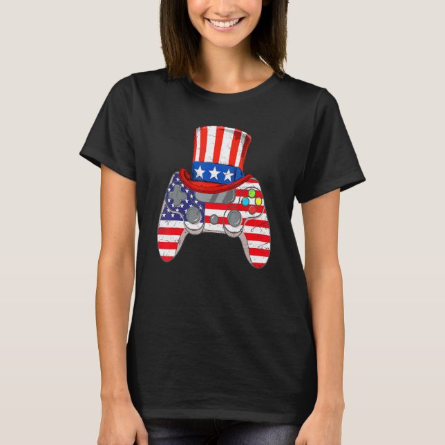 4. Juli Video Game American Flag Uncle Sam Gam T-Shirt (Vorderseite)