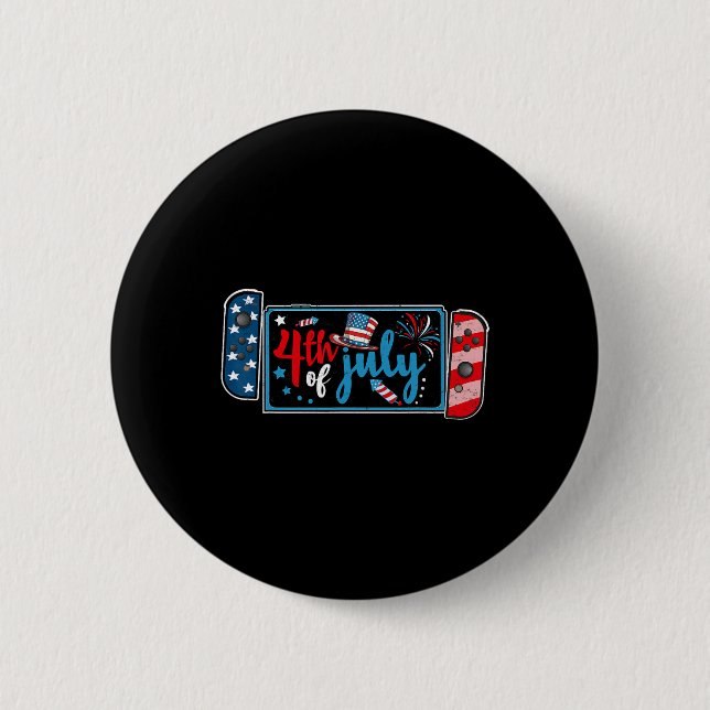 4. Juli Video Game American Gamer Kinder Jungs Ich Button (Vorderseite)