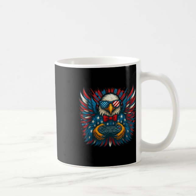 4. Juli Video Game Bald Eagle American Flag Bo Kaffeetasse (Rechts)