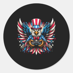 4. Juli Video Game Bald Eagle American Flag Bo Runder Aufkleber