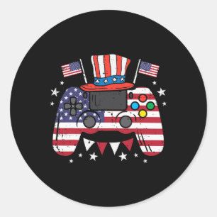 4. Juli Video Gamer US Flag Gaming Patriot Boy Runder Aufkleber