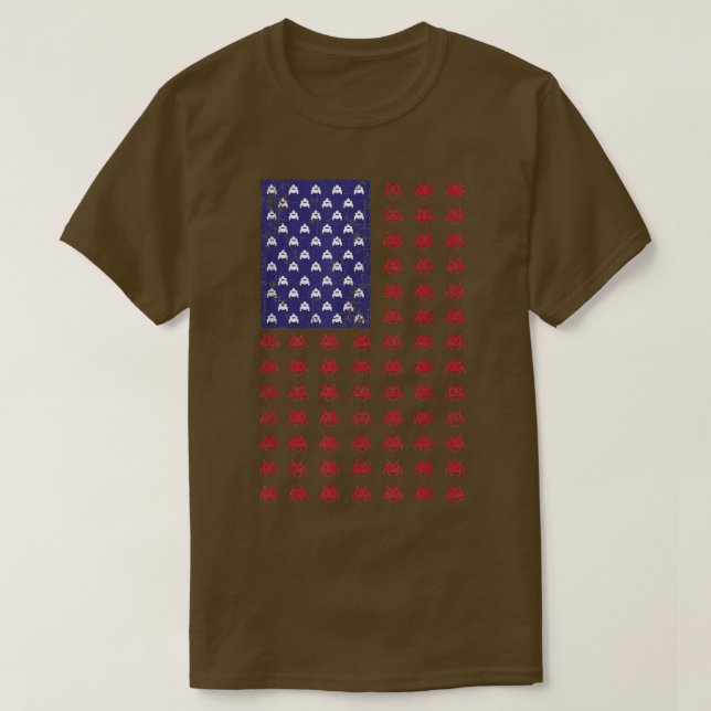 4. Juli Videospiel Gamer 80er Arcade USA Flag K T-Shirt (Design vorne)