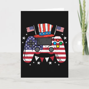 4. Juli Videospieler US-Flagge Gaming Patriot Boy Karte