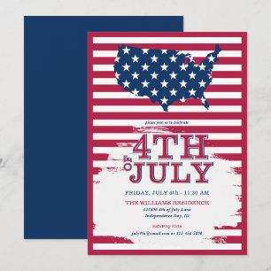 4. Juli Vierte Red White Blue Patriotic Cookout Einladung