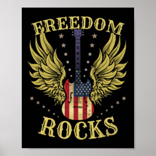 4. Juli Viertes Unabhängigkeitstag Gitarre Freihei Poster