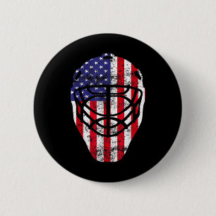 4. Juli Vintag Hockey Goalie Maske American Fl Button
