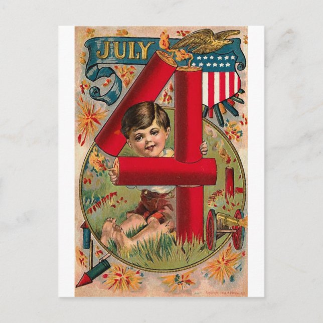 4. Juli - Vintage Art Postkarte (Vorderseite)