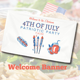 4. Juli Vintages Feuerwerk Patriotisches Party Banner