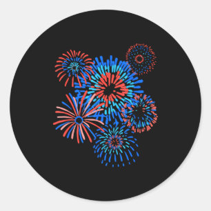 4. Juli Wasserfarbe Feuerwerk patriotisch  Runder Aufkleber