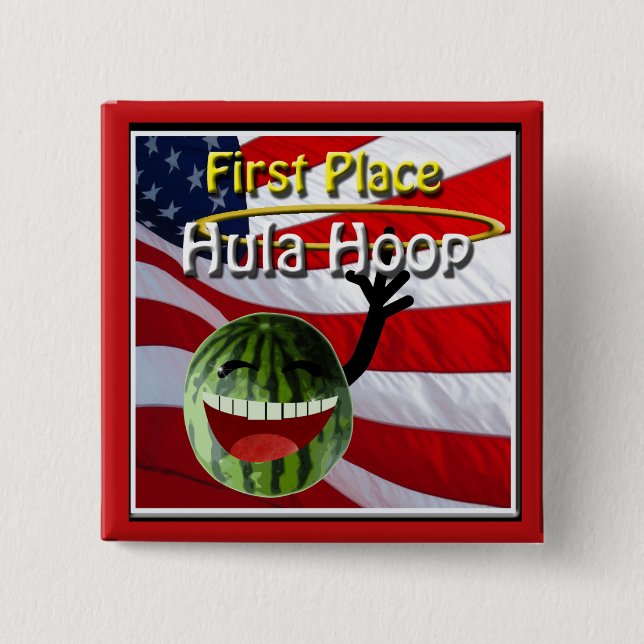 4. Juli Watermelon Party 1. Platz Hula Hoop Button (Vorderseite)
