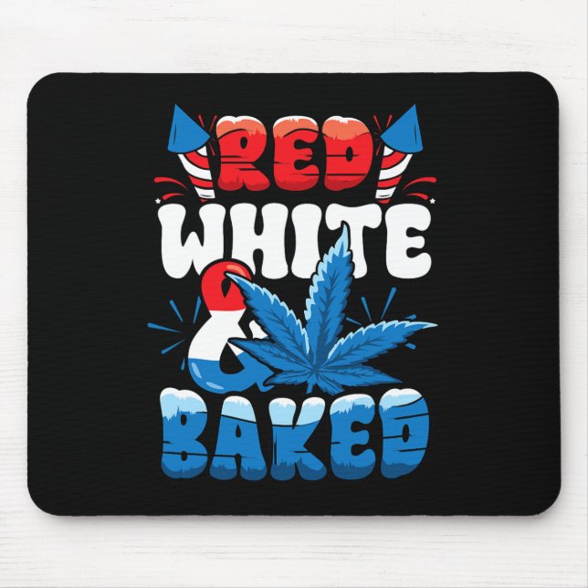 4. Juli Weed Red White Byked Funny Mousepad (Vorne)
