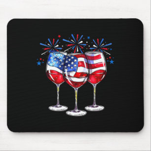4. Juli Weinglas Patriotisch Rot Weiß Blau USA Mousepad