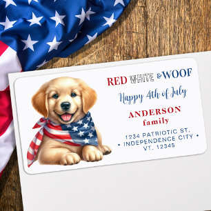 4. Juli Welpen Hund Patriotische Rücksendeadresse Adressaufkleber