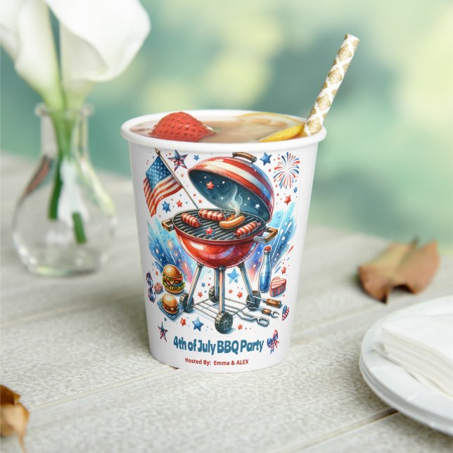 4. Juli Wiedersehen Bakyard Grillen Party Pappbecher (In Situ)