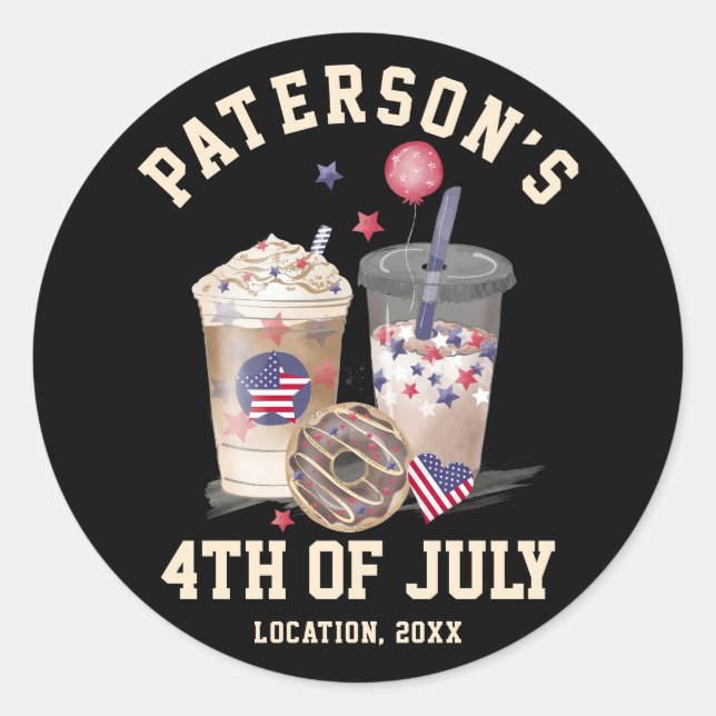 4. Juli Wiedersehen Party Unabhängigkeit Runder Aufkleber (Vorderseite)