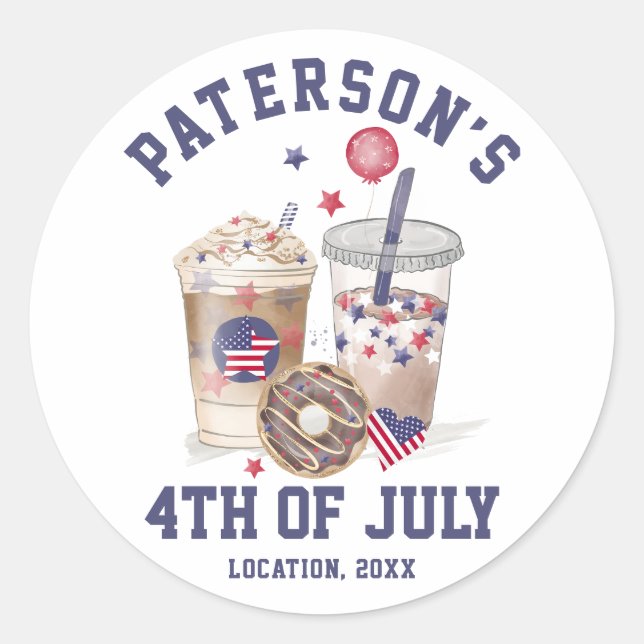 4. Juli Wiedersehen Party Unabhängigkeit Runder Aufkleber (Vorderseite)