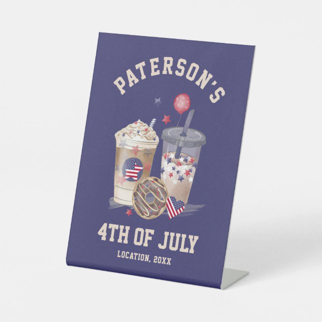 4. Juli Wiedersehen Party Unabhängigkeit Sockelschild (Vorderseite)