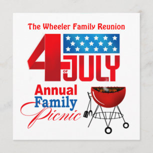 4. Juli Wiedersehen Picnic GRILLEN Cookout Einladung