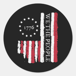 4. Juli Wir die Leute Fahne 1776 Patriotische Männ Runder Aufkleber