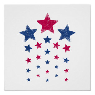 4. Juli Women Men Kids Niedlich USA Patriotic Star Poster