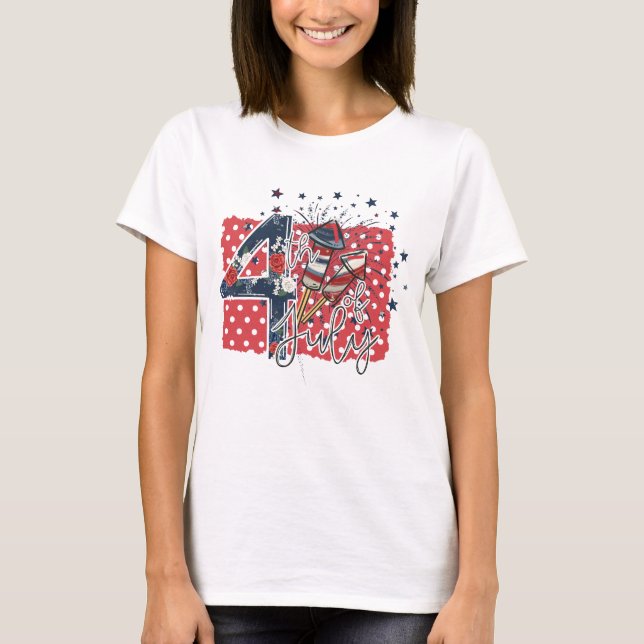4. Juli Womens White T Shirt (Vorderseite)