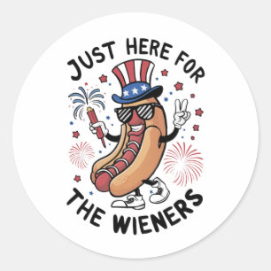 4. Juli Würstchen USA Amerikanische Flagge Patriot Runder Aufkleber
