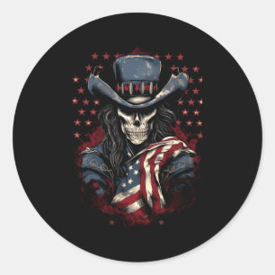 4. Juli Y'Allternative US-Flagge Western Skull Runder Aufkleber