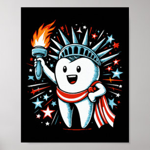 4. Juli Zahnarztzahnarzt Zahnärzte Patriotische Fr Poster