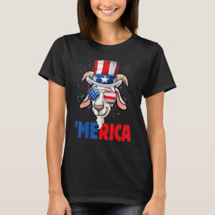 4. Juli Ziege Männer Frauen USA-Flagge Ziege T-Shirt