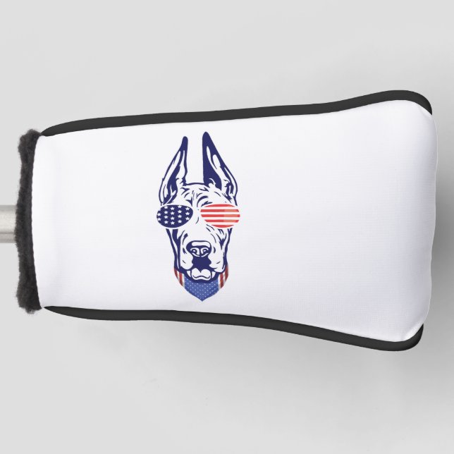 4. july Great Dane American Flag Independence Day Golf Headcover (Vorderseite)