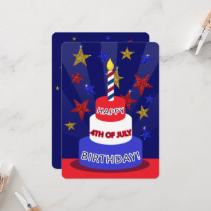 4. JULY Happy Birthday Zwei Seiten Karte