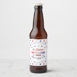 4. july Red white und GRILLEN Familienname patriot Bierflaschenetikett