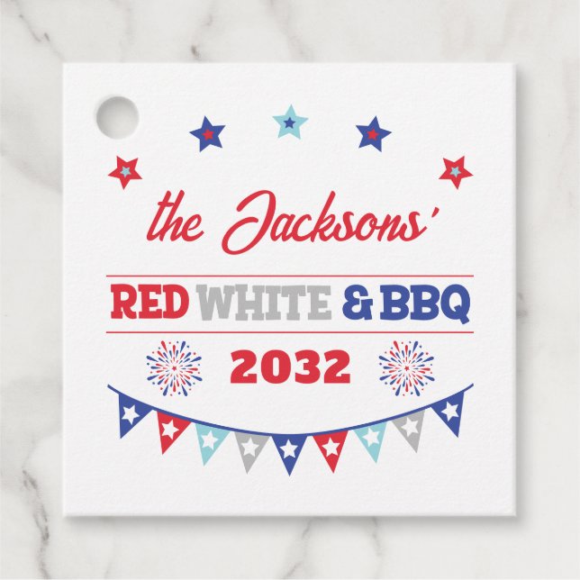 4. july Red white und GRILLEN Familienname patriot Geschenkanhänger (Vorderseite)