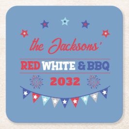 4. july Red white und GRILLEN Familienname patriot Rechteckiger Pappuntersetzer