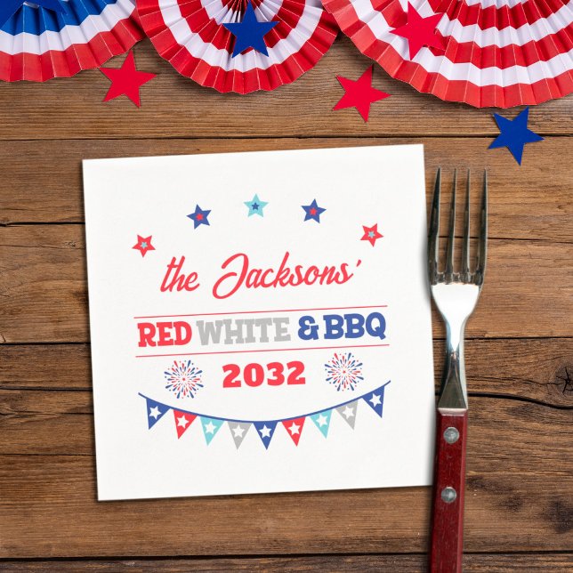 4. july Red white und GRILLEN Familienname patriot Serviette (Von Creator hochgeladen)