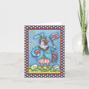 4. JULY ROOSTER, CHICKEN GREETING CARD Verse Karte