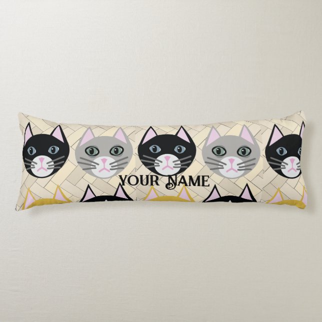 4 Katzen, Herringbone Beige Seitenschläferkissen (Vorderseite)