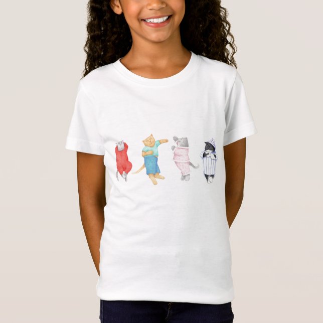 4 KATZEN IN PAJAMAS Girls Babydoll T Shirt (Vorderseite)
