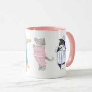 4 KATZEN IN PAJAMAS Pink Combo-Tasse Tasse